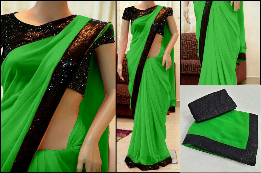 Gorgeous partywear saree with sequence blouse