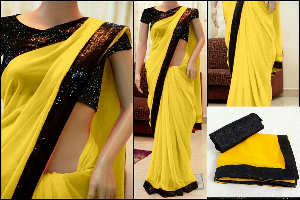 Gorgeous partywear saree with sequence blouse