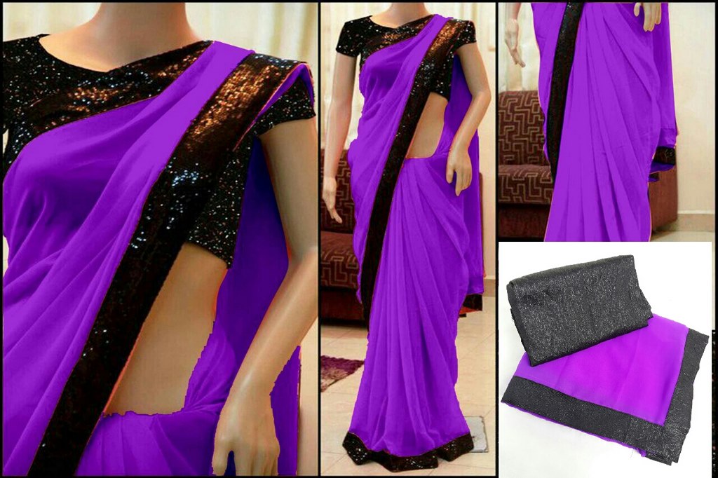 Gorgeous partywear saree with sequence blouse