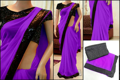 Gorgeous partywear saree with sequence blouse
