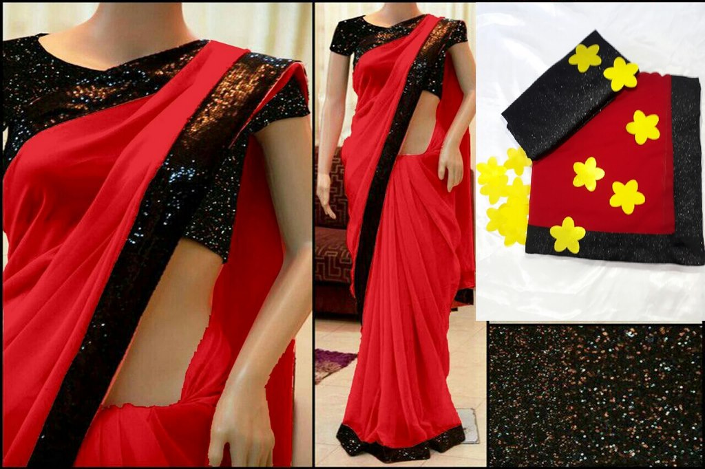 Gorgeous partywear saree with sequence blouse
