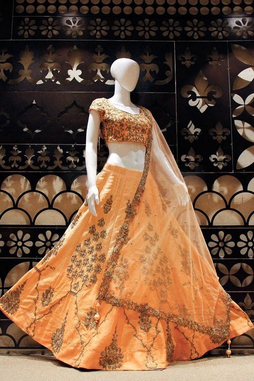 Gorgeous Peach embroidered Party wear lehenga