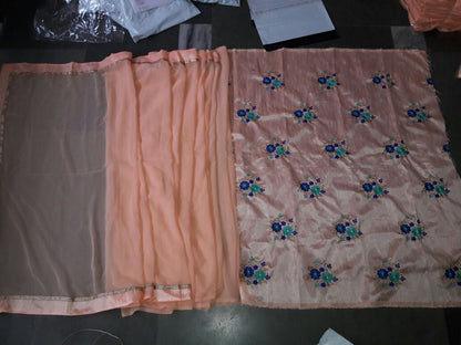 Gorgeous Peach Plain Party wear Saree