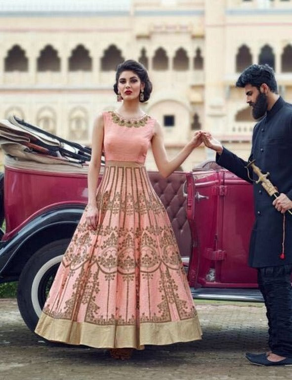 Gorgeous pink embroidered gown