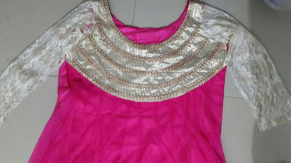 Gorgeous pink embroidered long anarkali suit