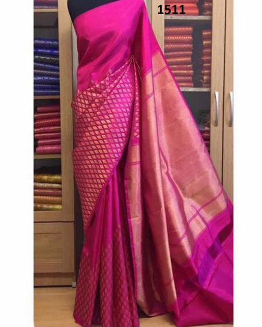 Gorgeous Pink Printed Wedding Saree