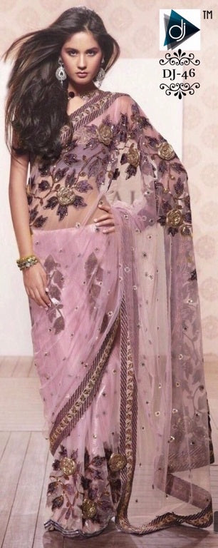 Gorgeous Purple embroidered Wedding Saree