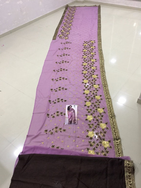 Gorgeous Purple embroidered Wedding Saree
