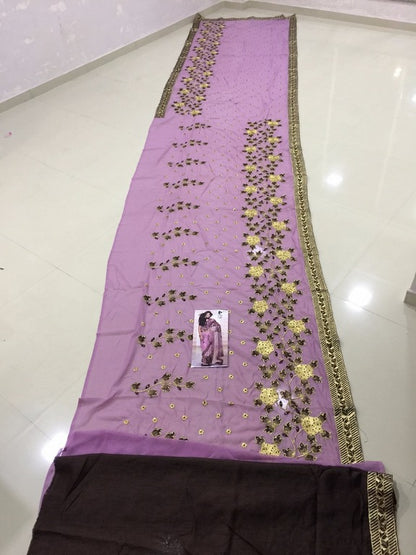 Gorgeous Purple embroidered Wedding Saree