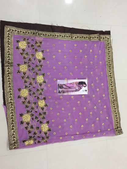 Gorgeous Purple embroidered Wedding Saree