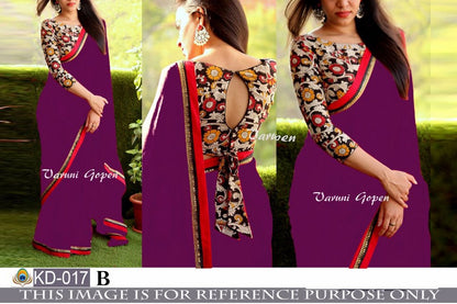 Gorgeous purple partywear saree with fancy blouse