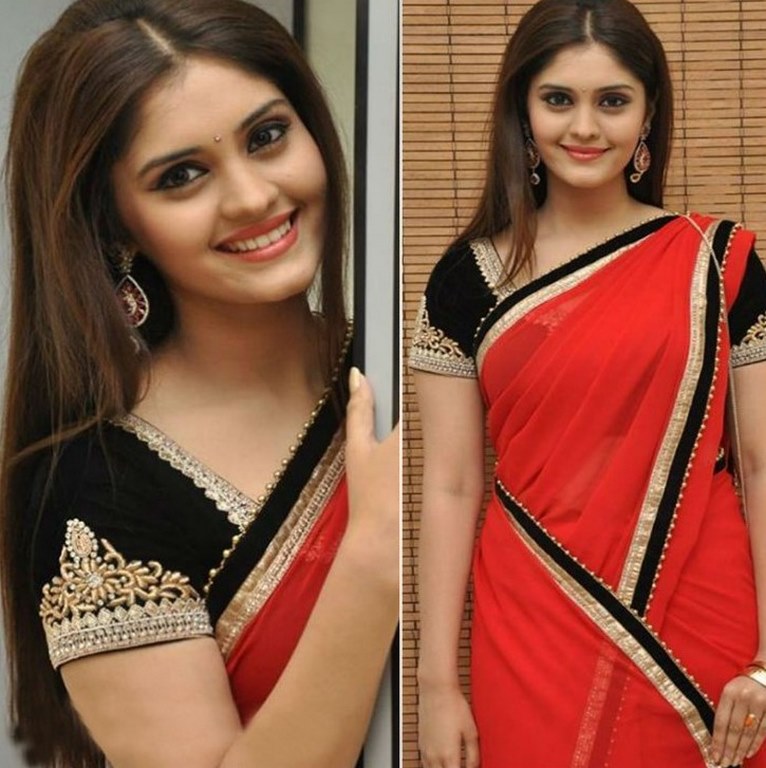 Gorgeous red georgette partywear saree