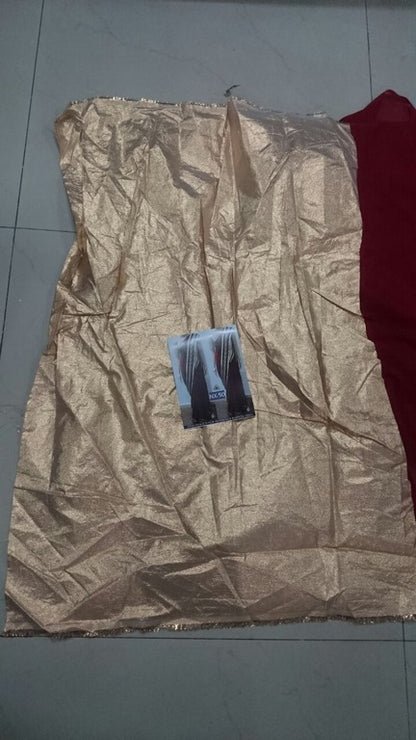 Gorgeous red saree with black embroidered lace