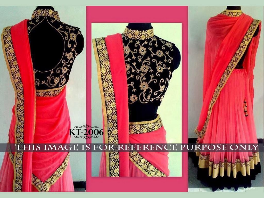 Gorgeous saree cum pink lehenga