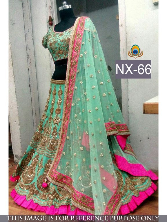 Gorgeous sky green embroidered wedding lehenga