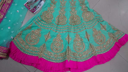 Gorgeous sky green embroidered wedding lehenga