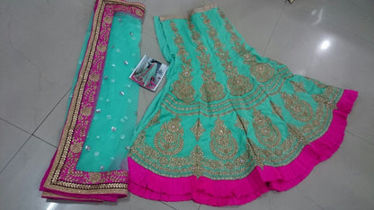 Gorgeous sky green embroidered wedding lehenga