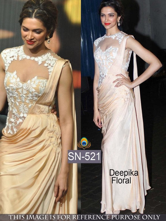 Gorgeous stylist cream silk saree