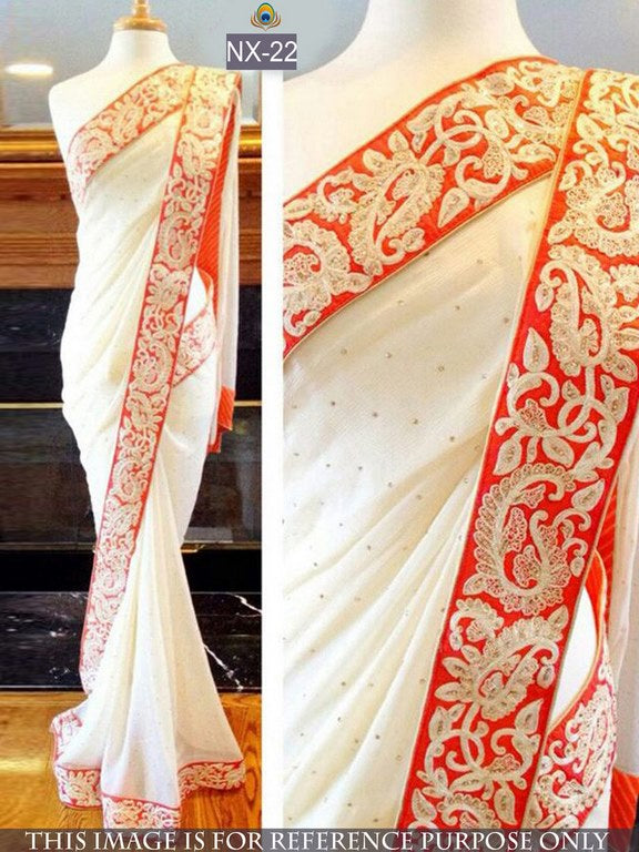 Gorgeous white classic saree