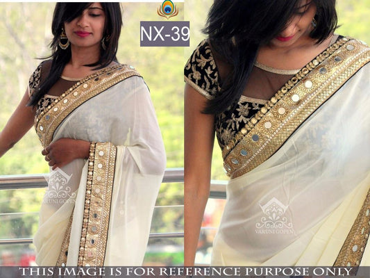 Gorgeous white laceborder saree