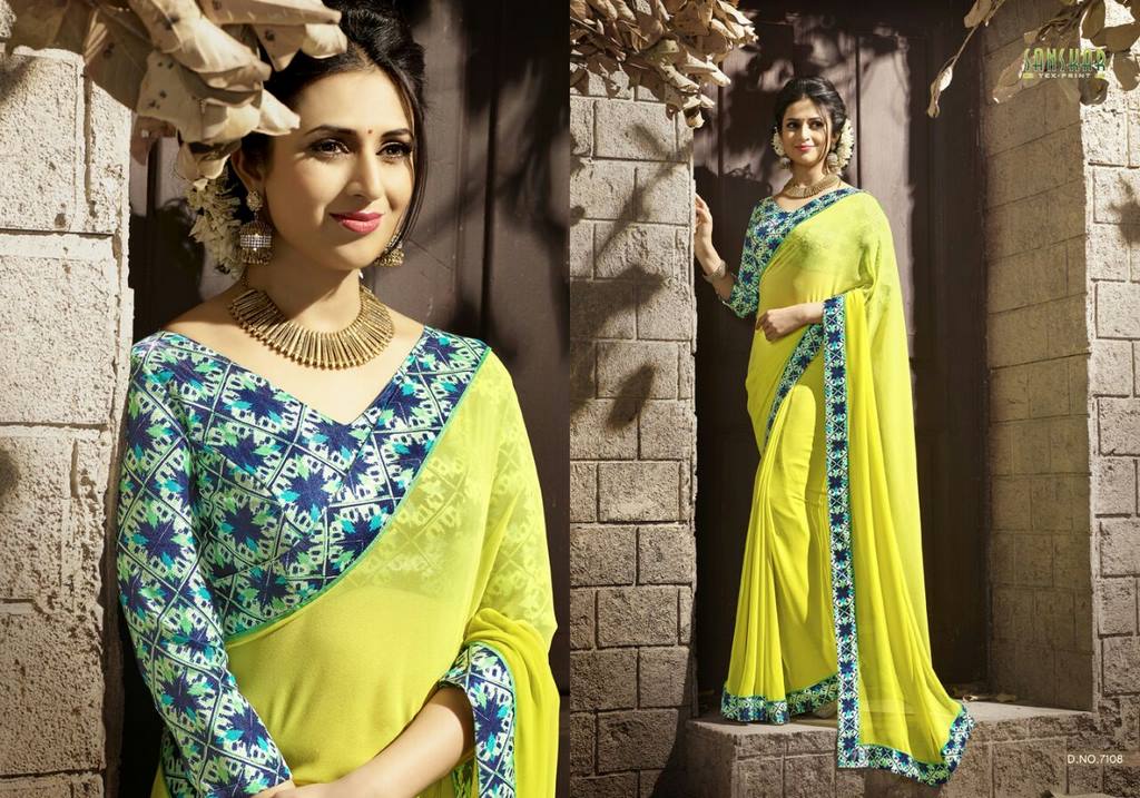 Gorgeous work wear yellow printed saree
