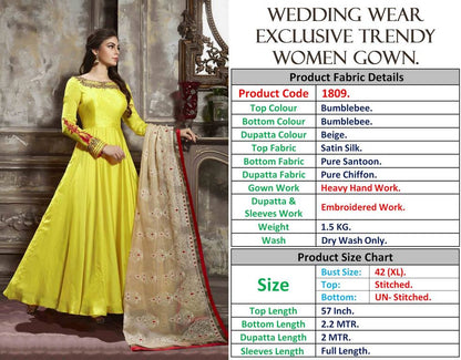 Gorgeous yellow handworked anarkali suit for wedding