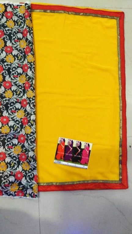 Gorgeous yellow partywear saree with fancy blouse