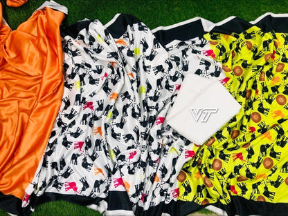 green and white digital printed shamuz silk saree