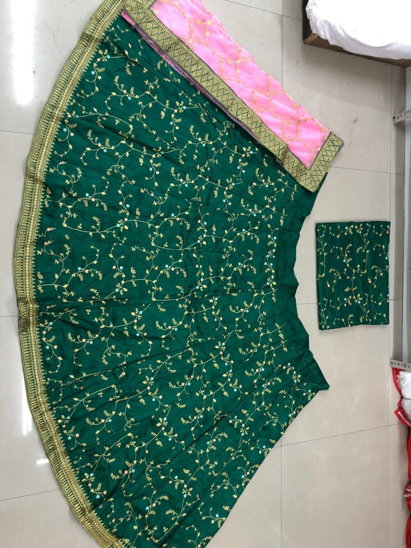 Green banglory silk embroidered wedding lehenga choli
