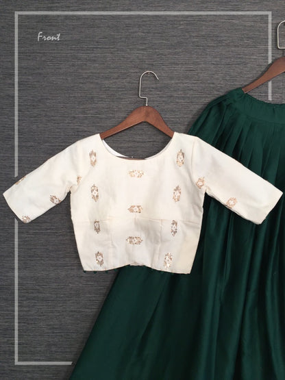 Green cotton crop top lehenga