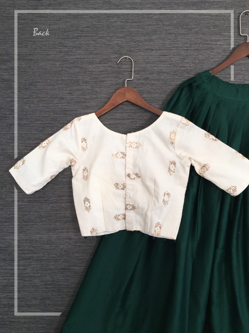 Green cotton crop top lehenga