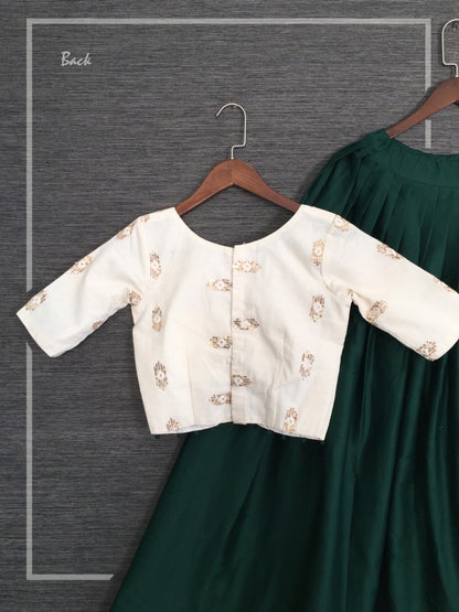 Green cotton crop top lehenga