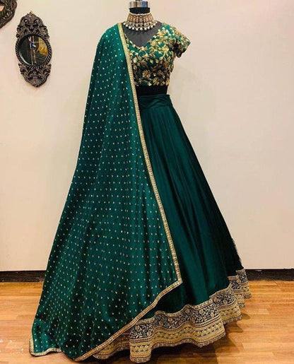 Green designer embroidered wedding lehenga choli