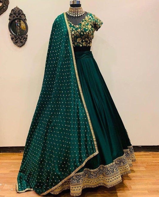 Green designer embroidered wedding lehenga choli