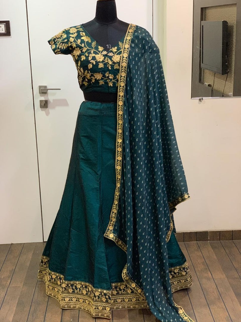 Green designer embroidered wedding lehenga choli