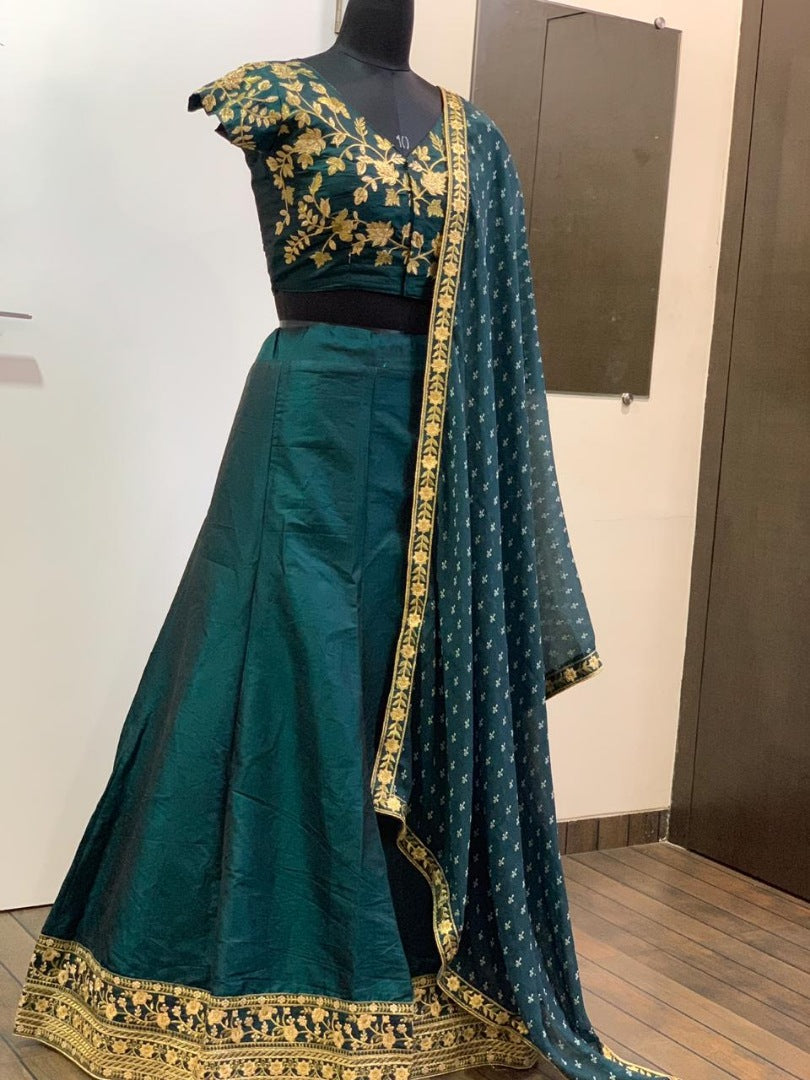 Green designer embroidered wedding lehenga choli