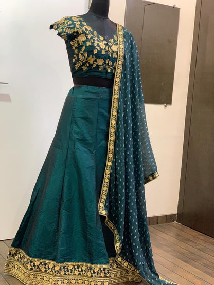 Green designer embroidered wedding lehenga choli