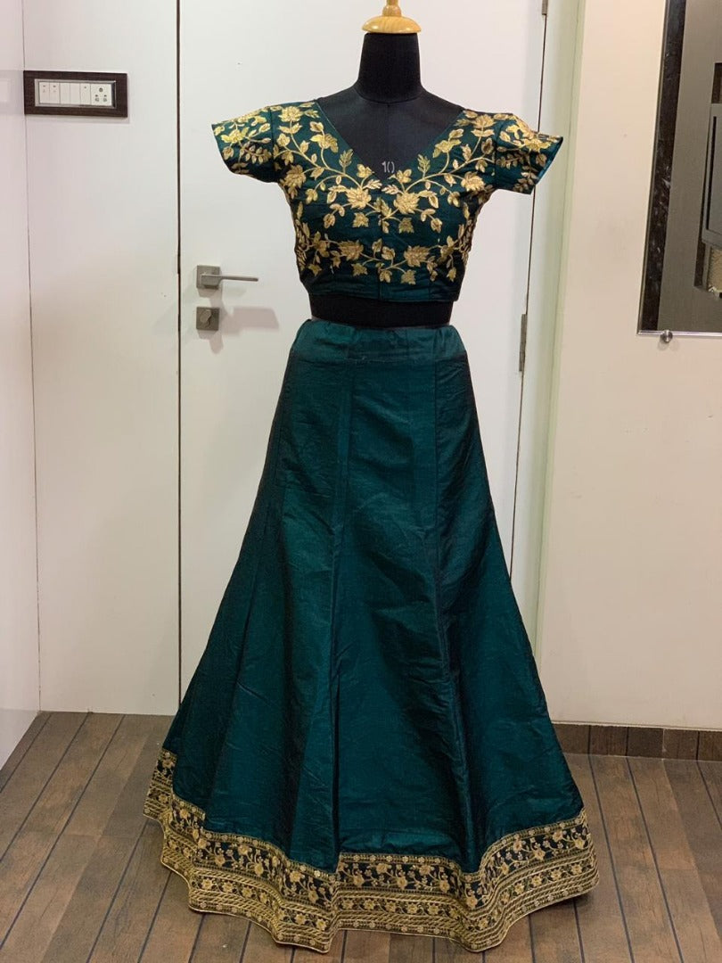 Green designer embroidered wedding lehenga choli