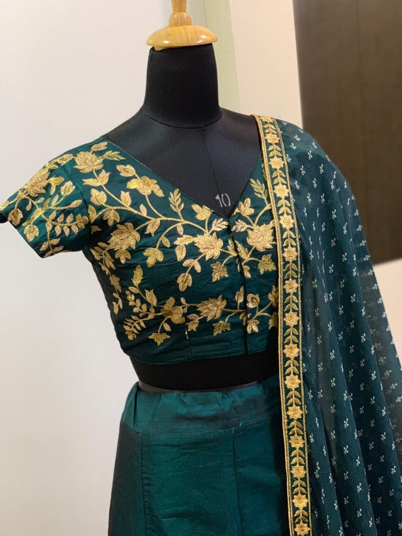 Green designer embroidered wedding lehenga choli