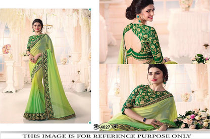 Green Georgette embroidered partywear saree with fancy blouse