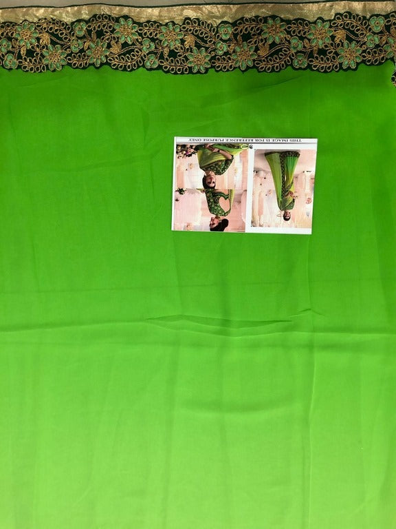 Green Georgette embroidered partywear saree with fancy blouse