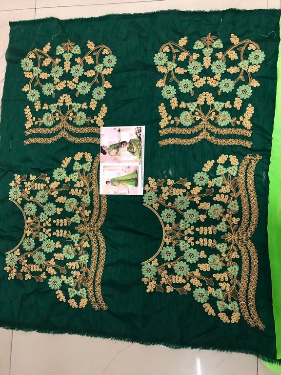 Green Georgette embroidered partywear saree with fancy blouse