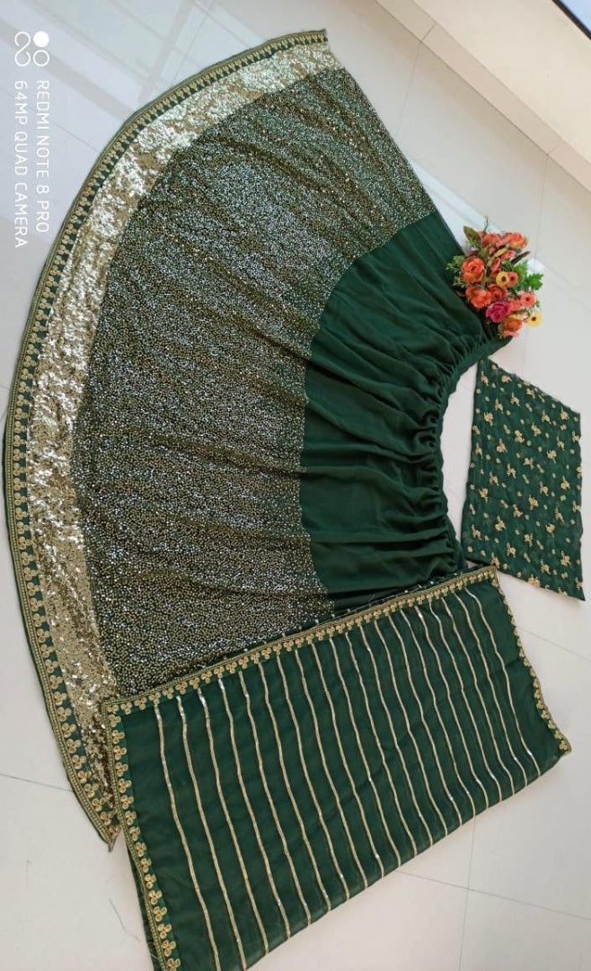 Green georgette embroidered wedding lehenga choli