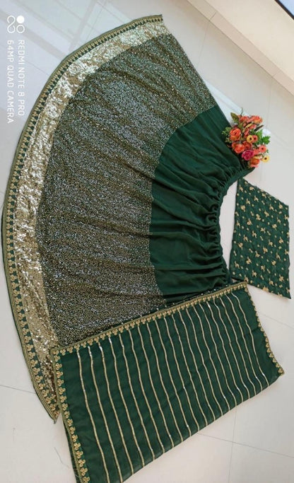 Green georgette embroidered wedding lehenga choli