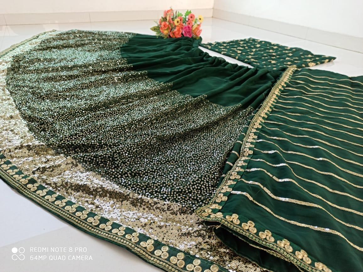 Green georgette embroidered wedding lehenga choli