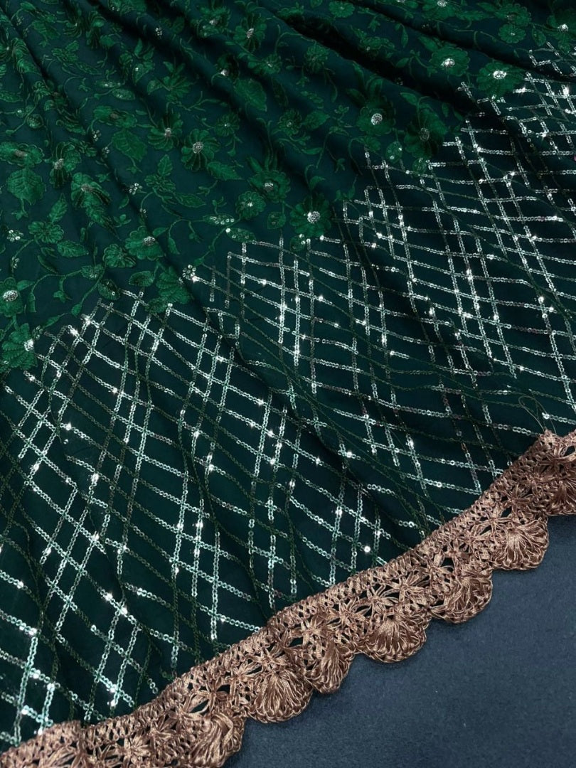 Green georgette heavy embroidery work wedding lehenga choli