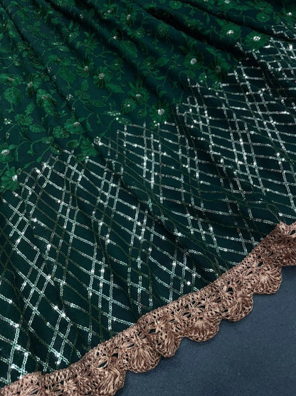 Green georgette heavy embroidery work wedding lehenga choli