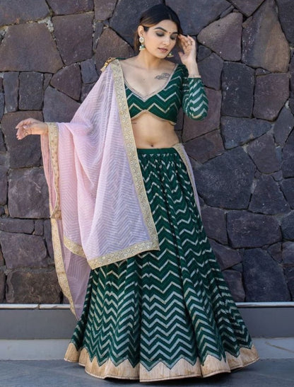Green georgette heavy sequence embroidery work wedding lehenga choli