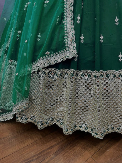 Green georgette heavy sequence embroidery work wedding lehenga choli
