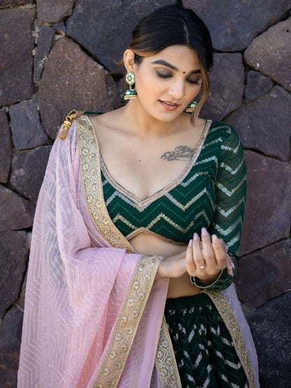 Green georgette heavy sequence embroidery work wedding lehenga choli